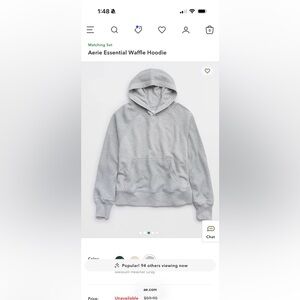 Aerie Essential Waffle Hoodie Medium Heather Gray